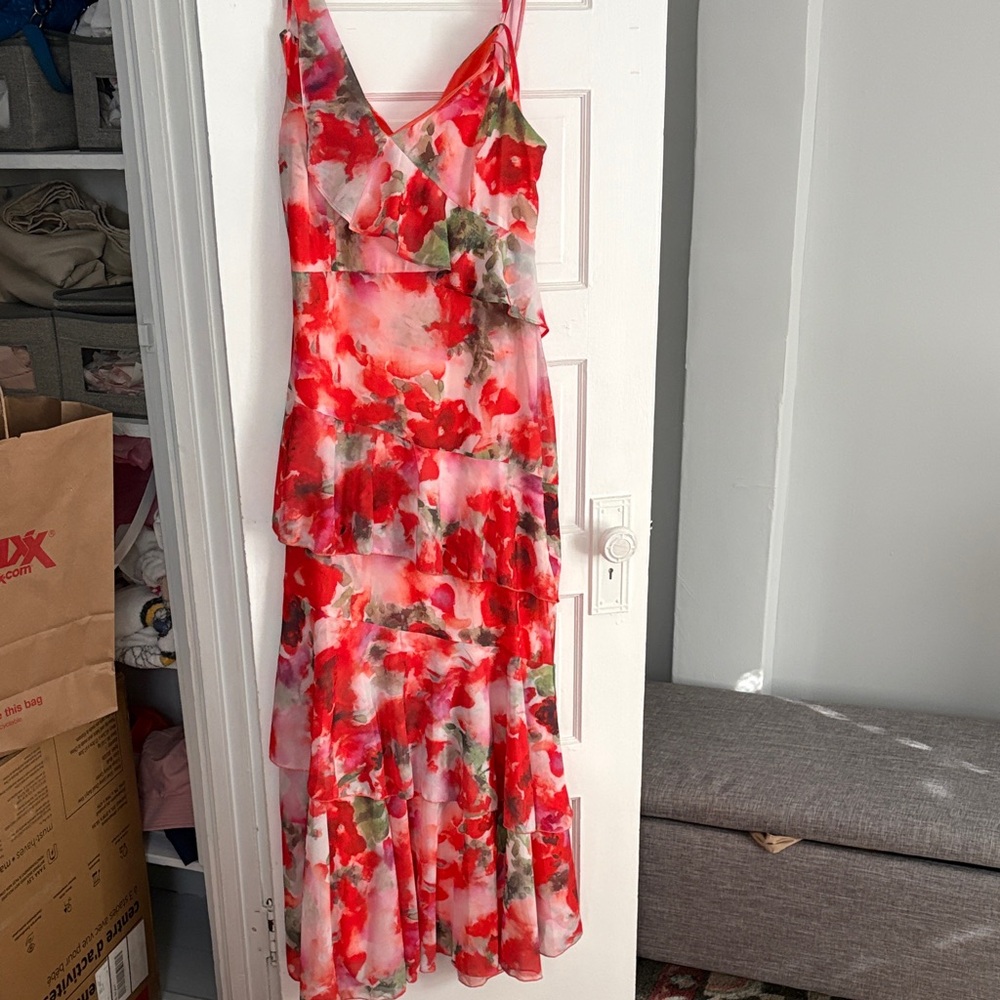 NWOT Boohoo Floral Red and Pink Women's Dress